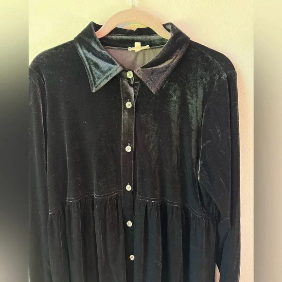 Velvet Maternity Mini Dress - black, size small - Picture 3 of 5